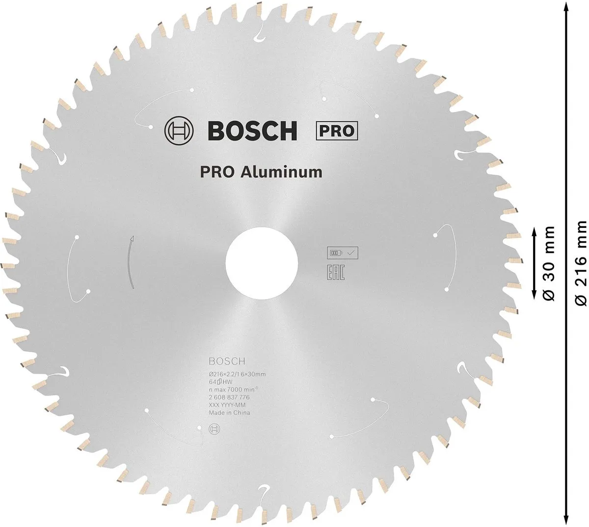 Bosch Professional Carbide Zaagblad 216mm 64T - Aluminium
