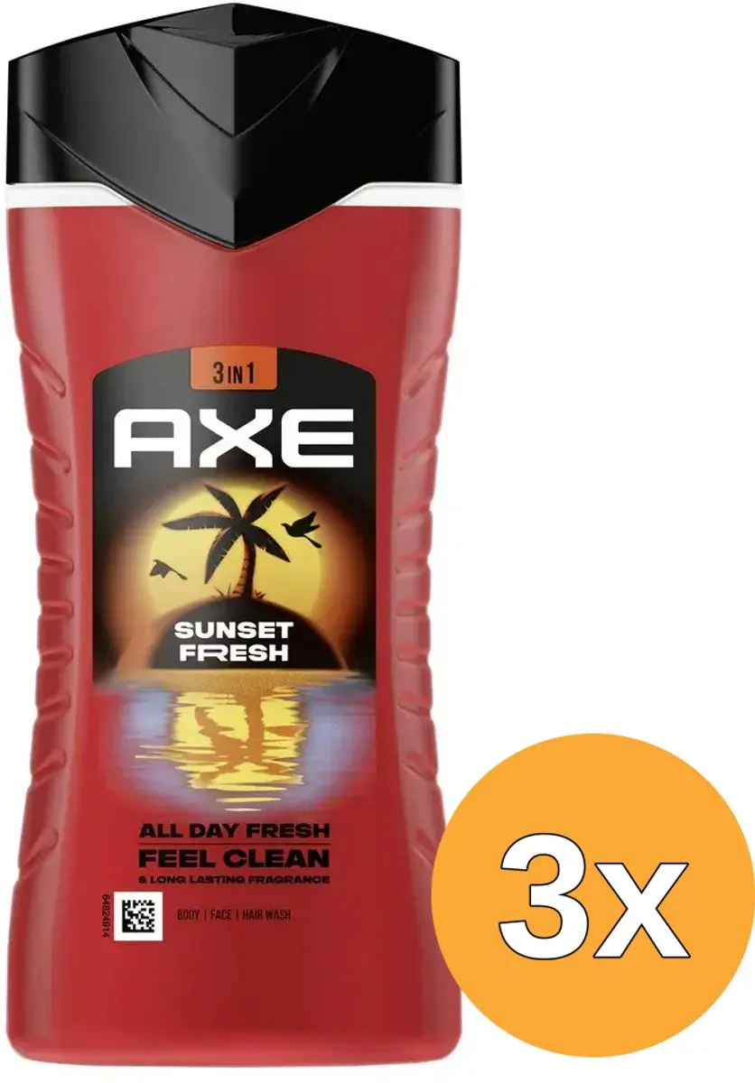 3x Axe Sunset Fresh 3-in-1 Showergel (250 ml)