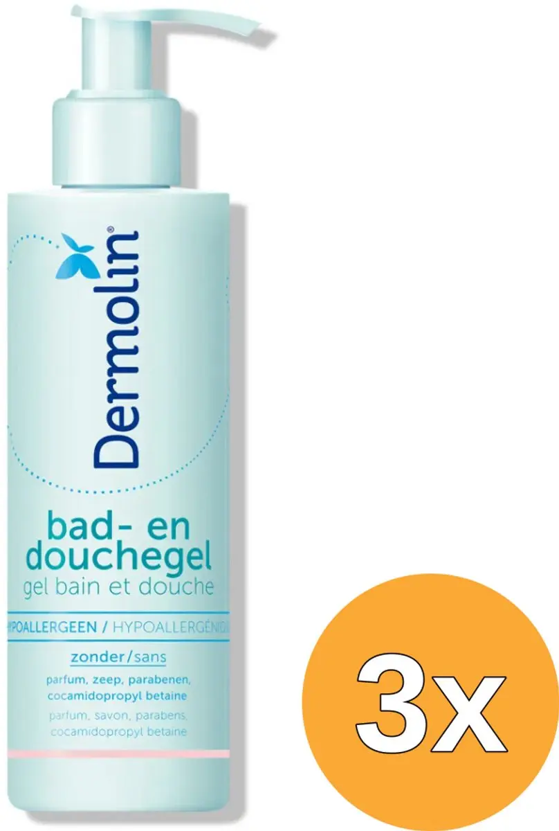3x Dermolin Bad En Douchegel CAPB Vrij (200 ml)