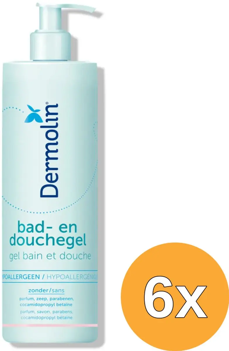 6x Dermolin Bad en Douchegel CAPB Vrij (400 ml)