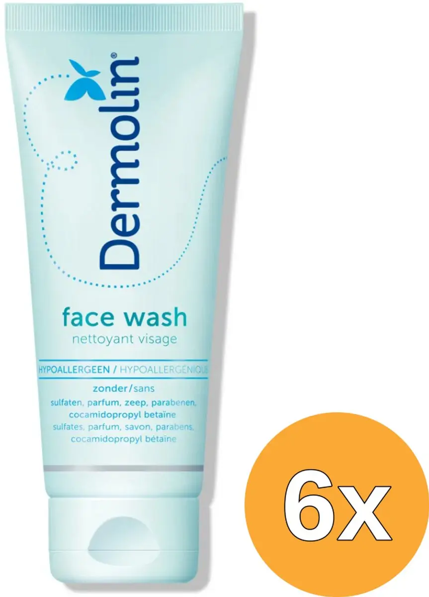 6x Dermolin Face wash CAPB Vrij (100 ml)