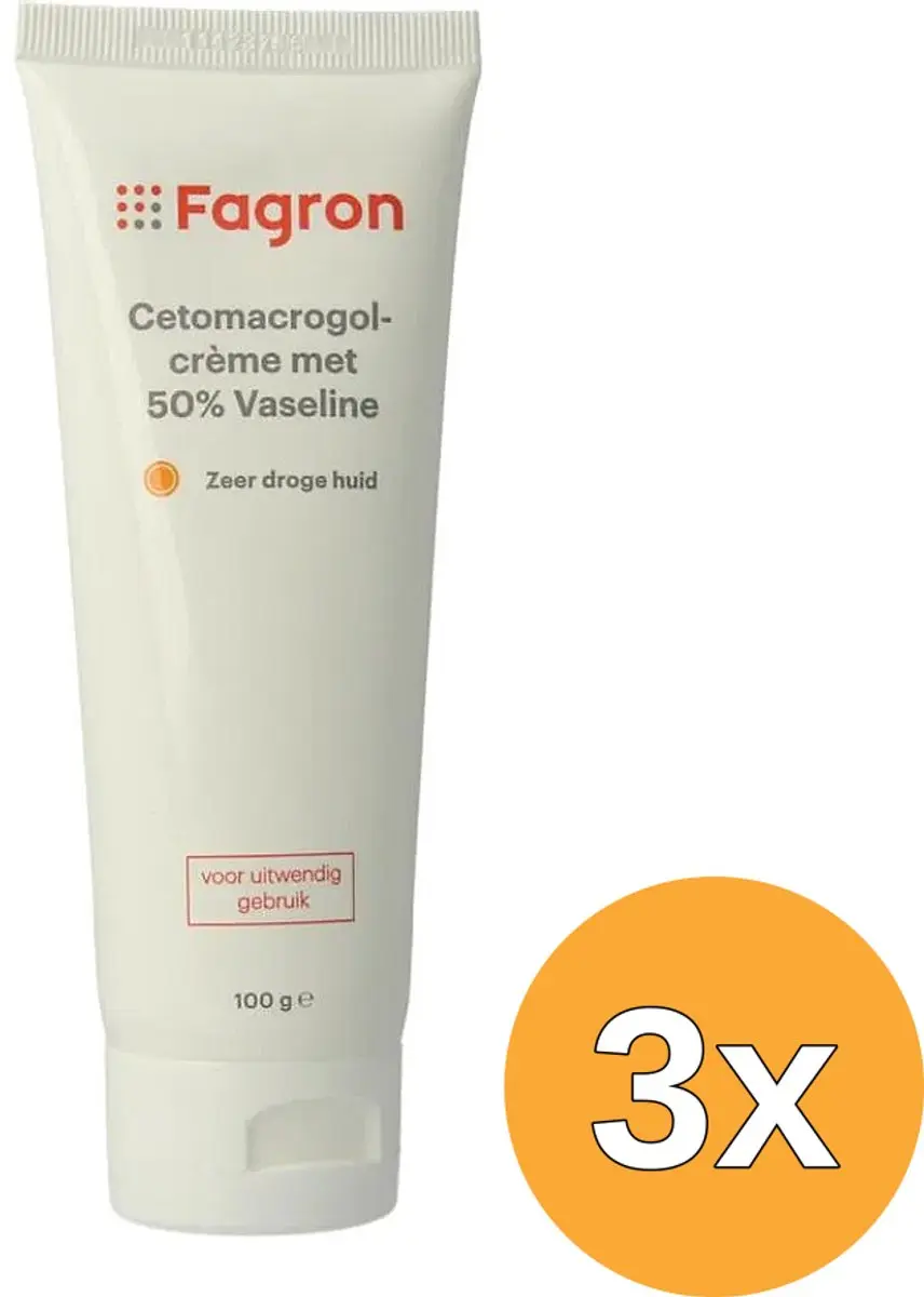 3x Fagron Cetomacrogol creme 50% vaseline (100 gr)