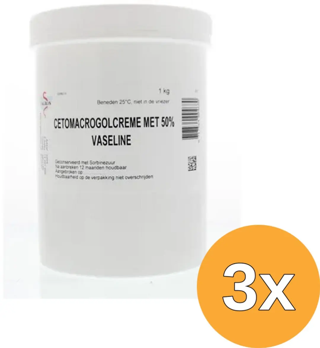 3x Fagron Cetomacrogol creme 50% vaseline (1000 gr)