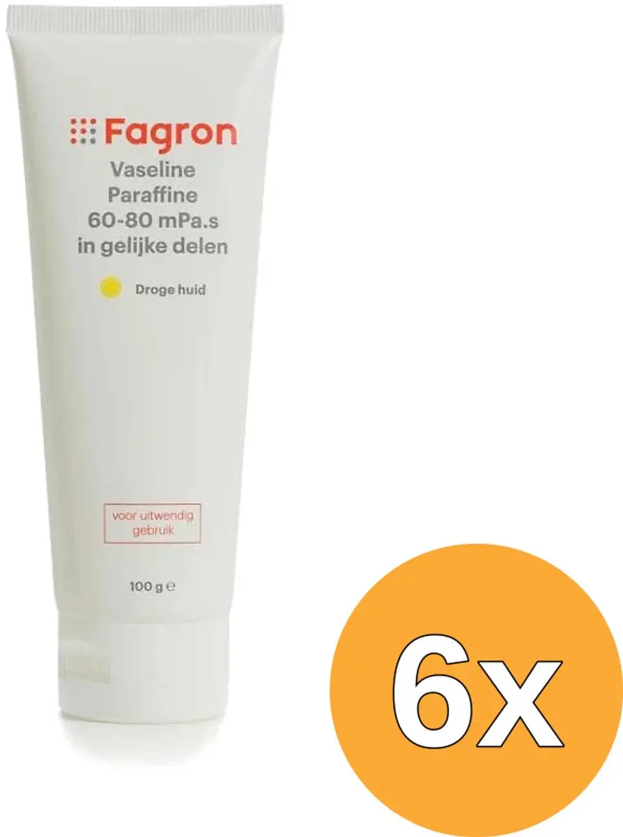 6x Fagron Vaseline Paraffine 60-80 in Gelijke Delen (500 gr)