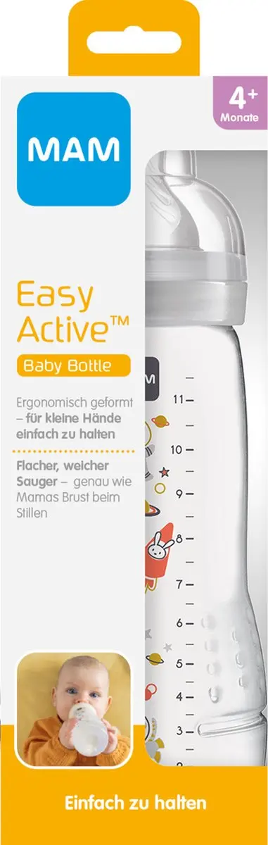 MAM Babyfles Easy Active 4+ mnd 330ml - Transparant