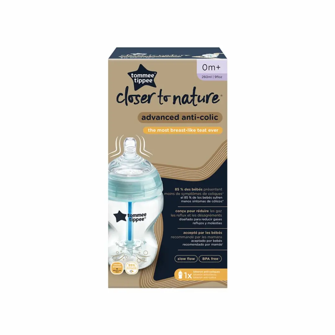 Tommee Tippee Closer to Nature Anti-Colic Zuigfles 260ml - 3 Stuks - Blauw/Transparant