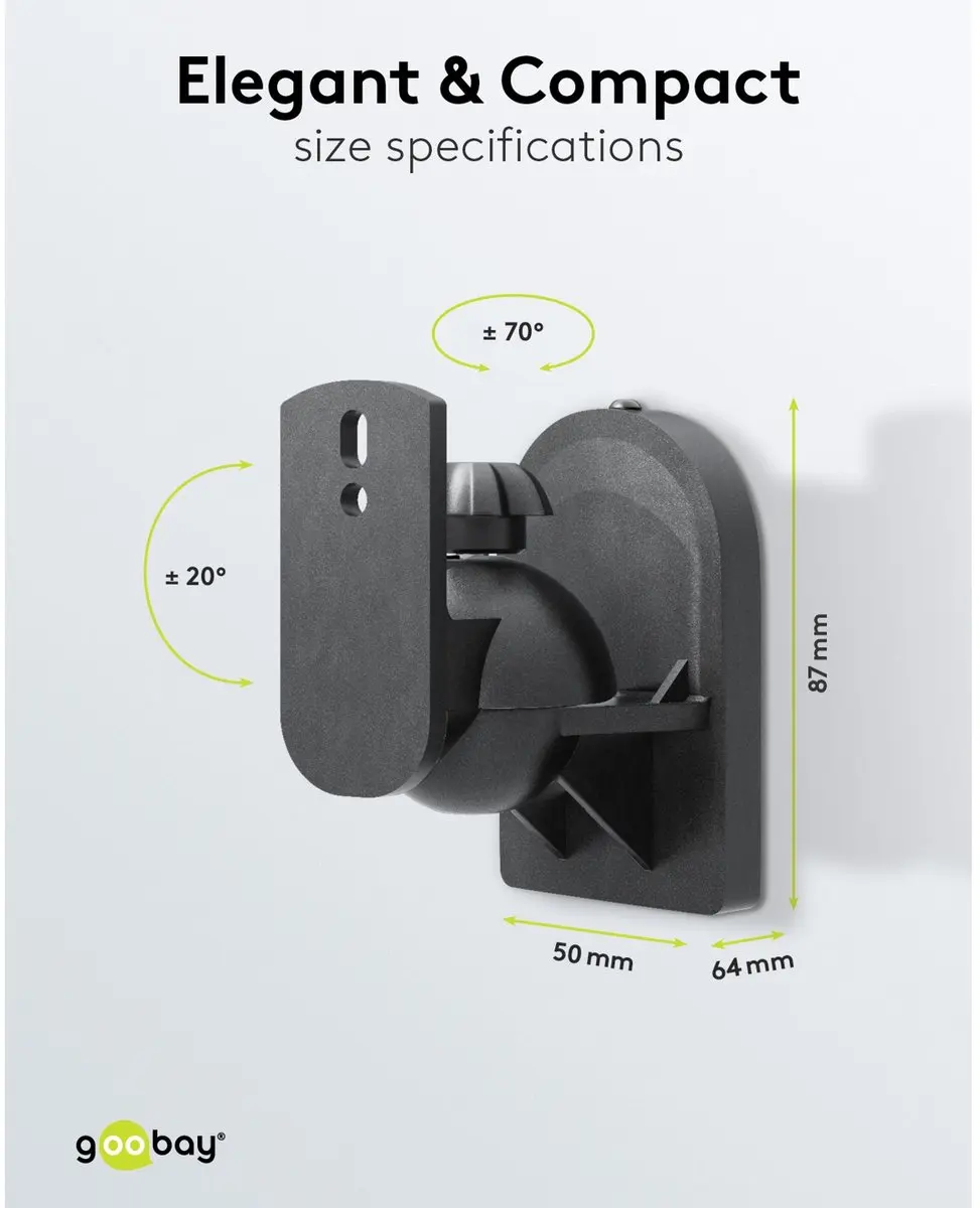 Goobay 49391 Luidsprekerbevestiging - 4 Stuks - Zwart
