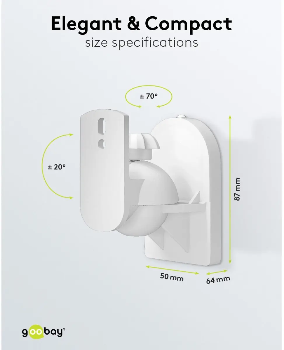 Goobay 49392 Luidsprekerbevestiging - 4 Stuks - Universeel - Wit