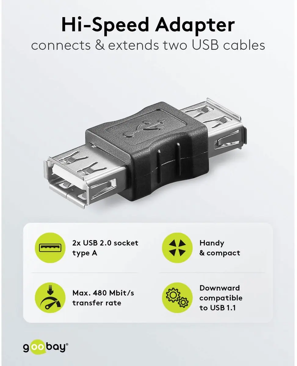 Goobay USB-A-adapter 2,5W - USB 2.0 - Zwart