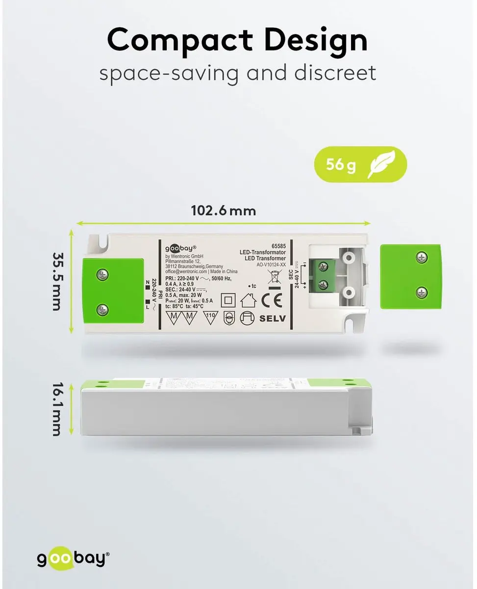 Goobay LED-trafo 20W 500mA Constant - Wit