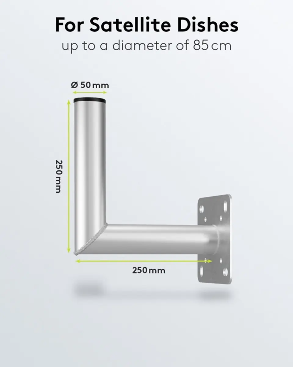 Goobay Aluminium Wandhouder Satellietschotel 50mm - 250mm - Zilver