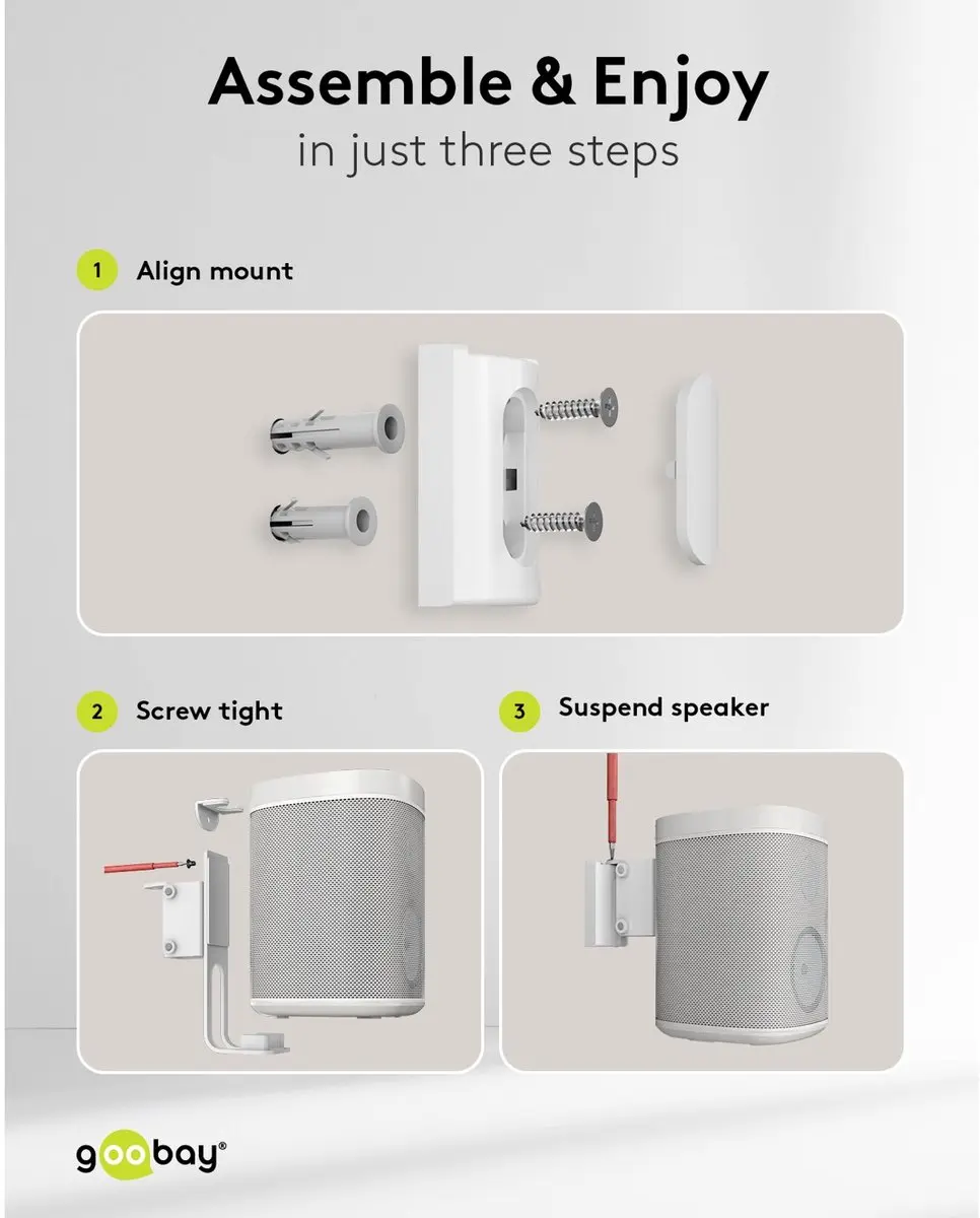 Goobay One Sound Flex Luidsprekerbeugel - Sonos One/One SL - Wit