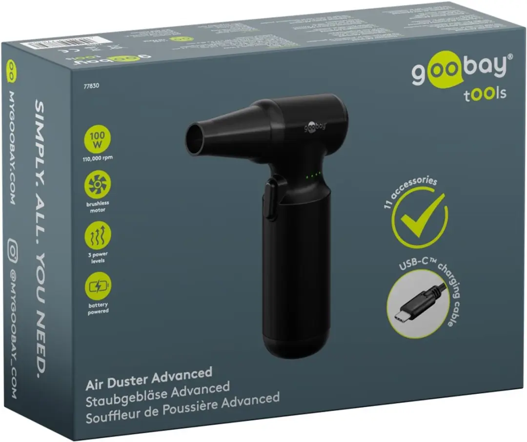 Goobay Tools 77830 Draadloze Stofblazer - 100W - 8 Mondstukken