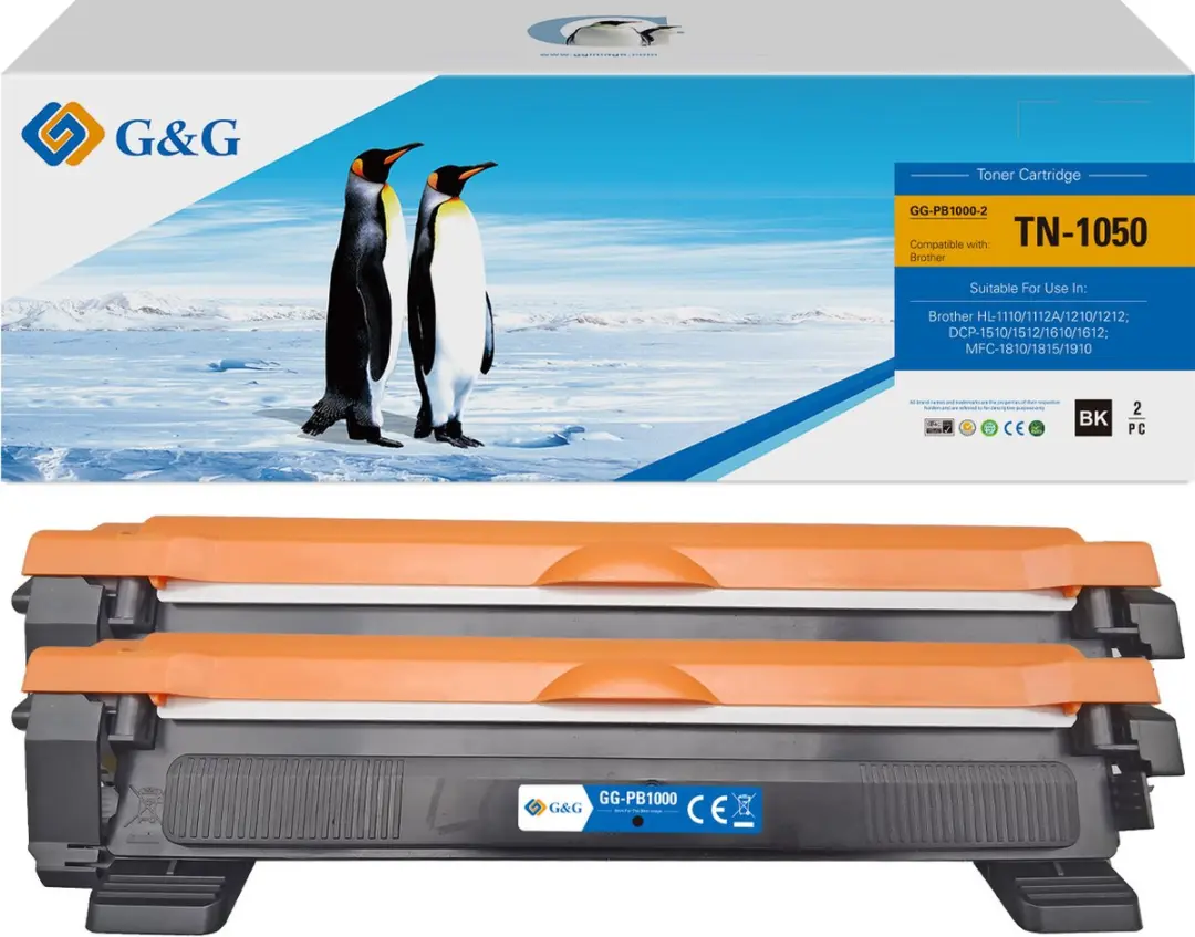 G&G Huismerk Tonercartridge Alternatief voor Brother TN-1050 -zwart 2 stuk(s)