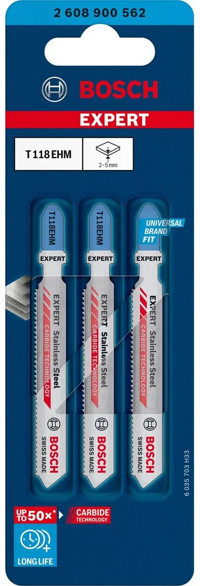 Bosch Professional T118EHM Decoupeerzaagblad - 3 Stuks - RVS