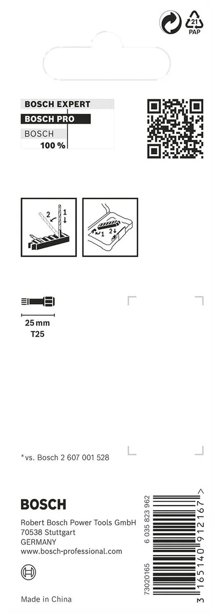 Bosch Professional Impact Insert Bit 25mm T25 - 8 Stuks