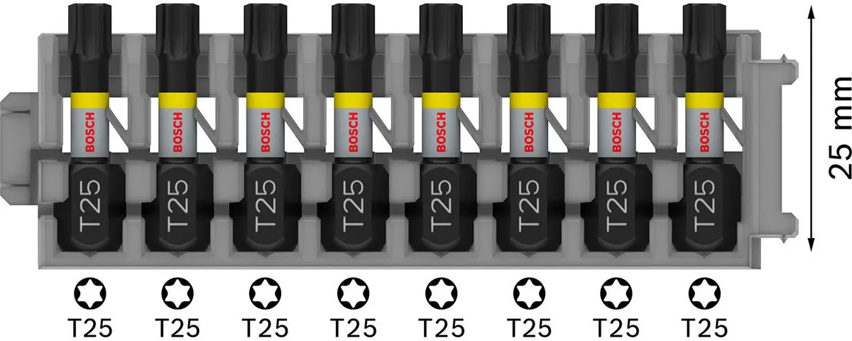 Bosch Professional Impact Insert Bit 25mm T25 - 8 Stuks