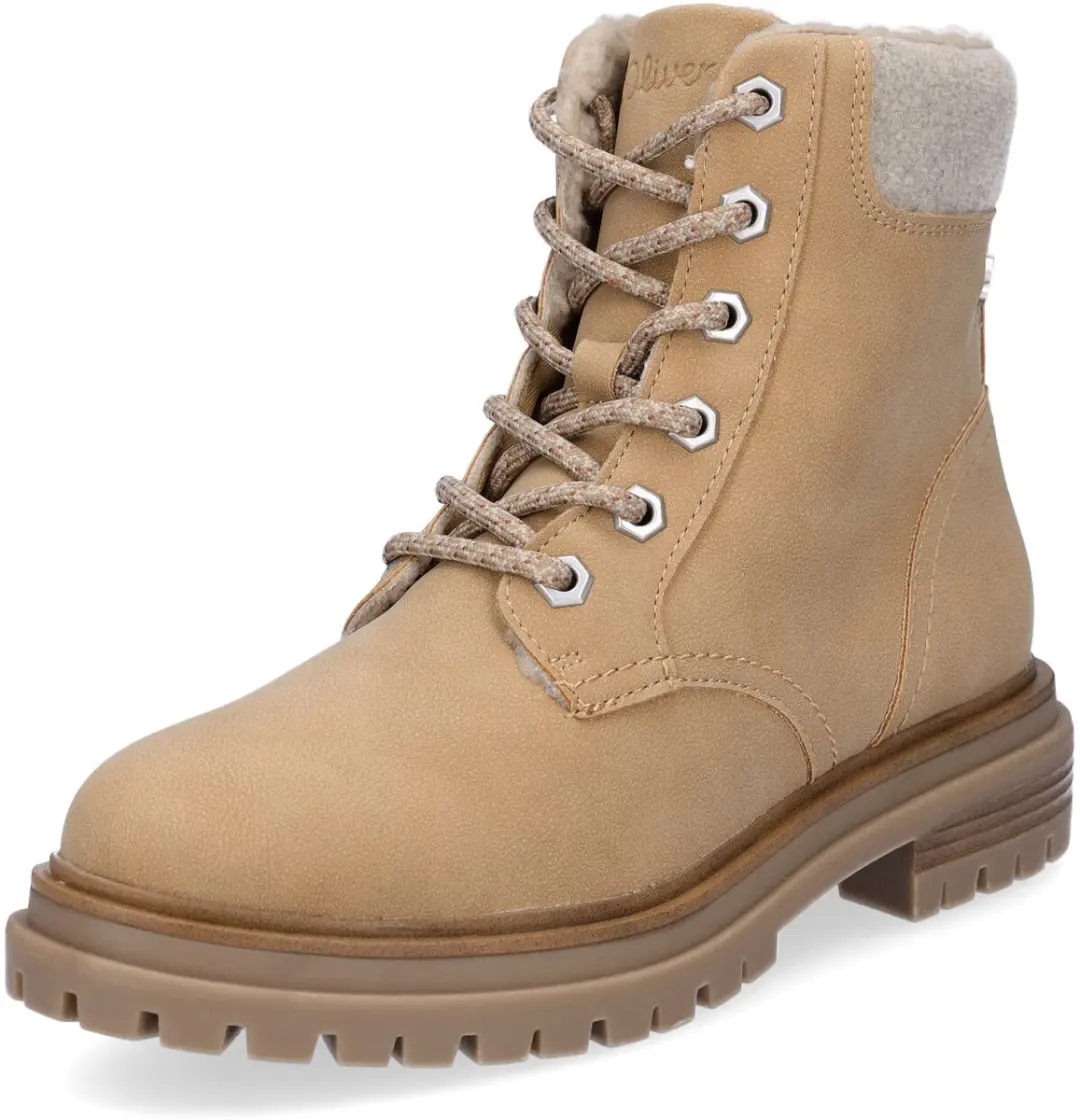 s.Oliver dames veterboot beige