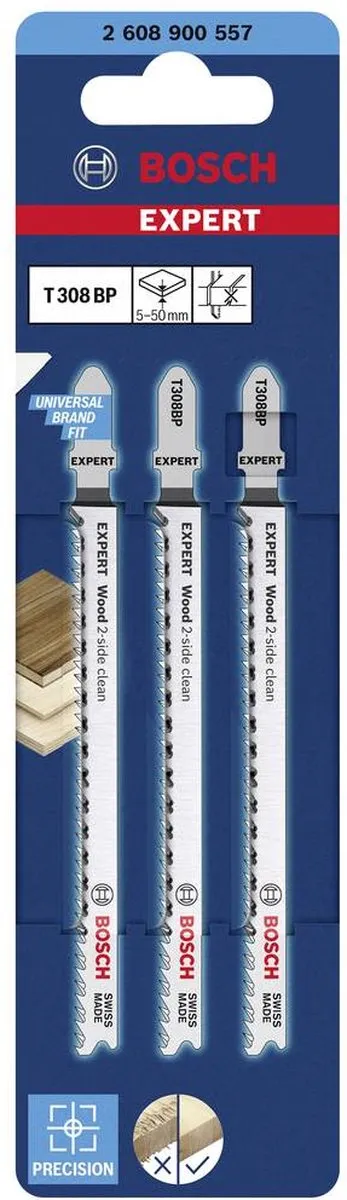 Bosch Professional Expert Wood 2-zijdig T 308 BP Decoupeerzaagblad 3 Stuks - afbeelding 6 van 6