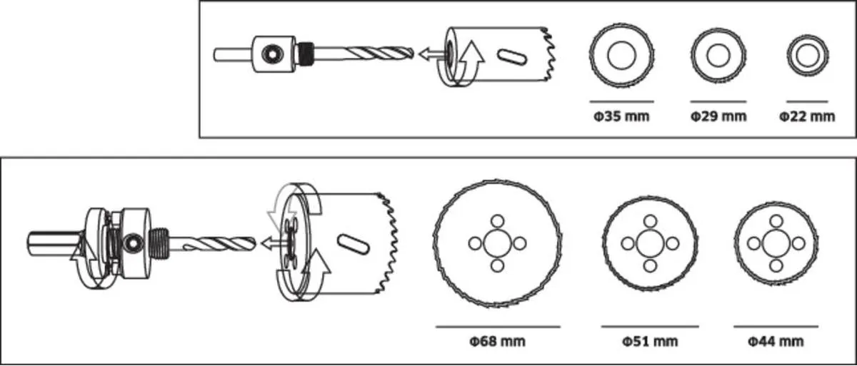 TOOLCRAFT TO-6803625 Gatenzaagset Metaal - 6-delig 22-68mm