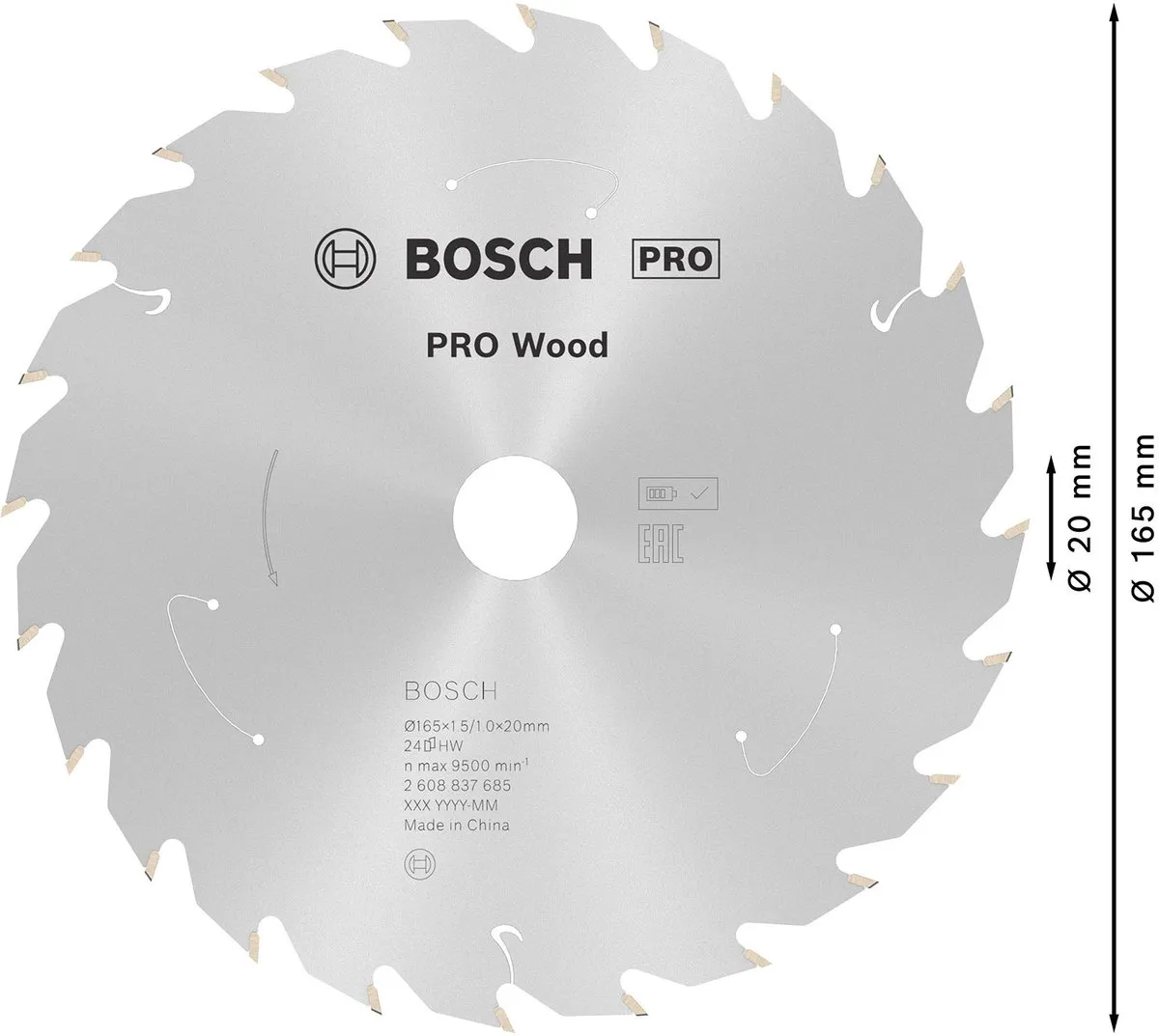 Bosch Professional Cirkelzaagblad PRO Wood 24T 165mm - 2608837685