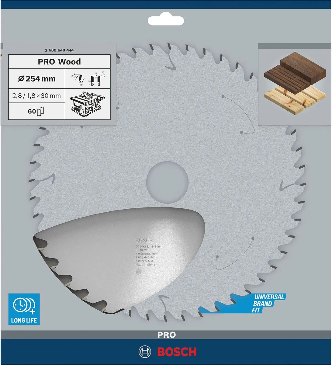 Bosch Professional PRO Wood Cirkelzaagblad 254mm - Metaal/Hout