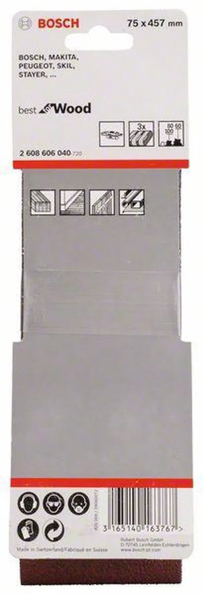 Bosch Professional 3 Banden 75x457mm Best Wood+Paint Set - 3 Stuks