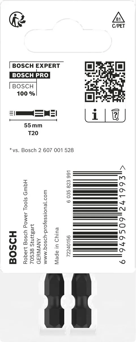 Bosch Professional PRO BITS IMPACT T20 55mm - 2 Stuks