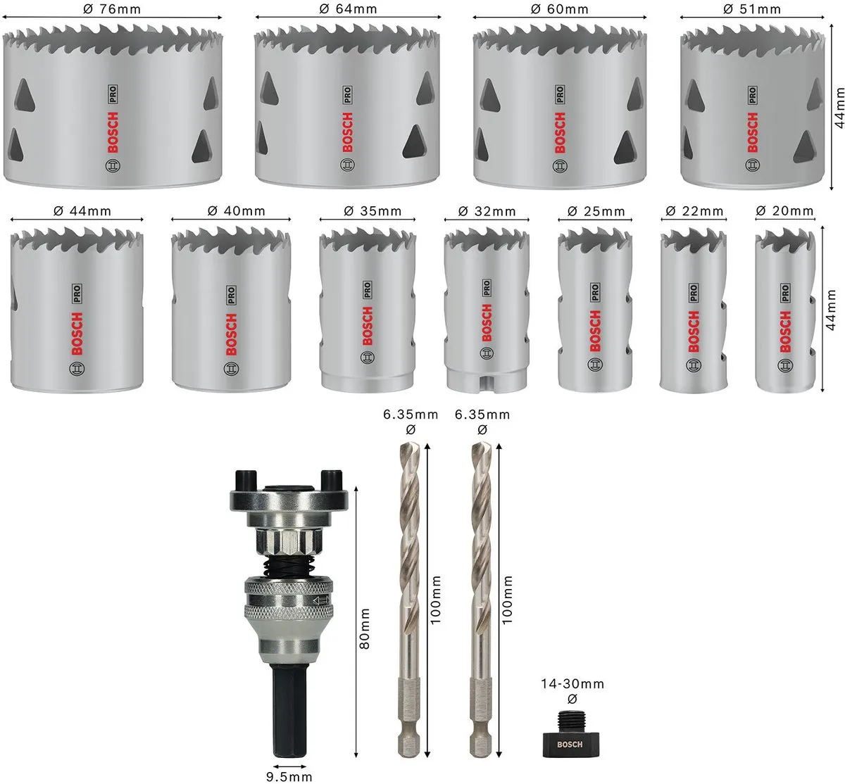 Bosch Professional PRO Multimateriaal Gatzaag Q-Lock 15-delig - 2608
