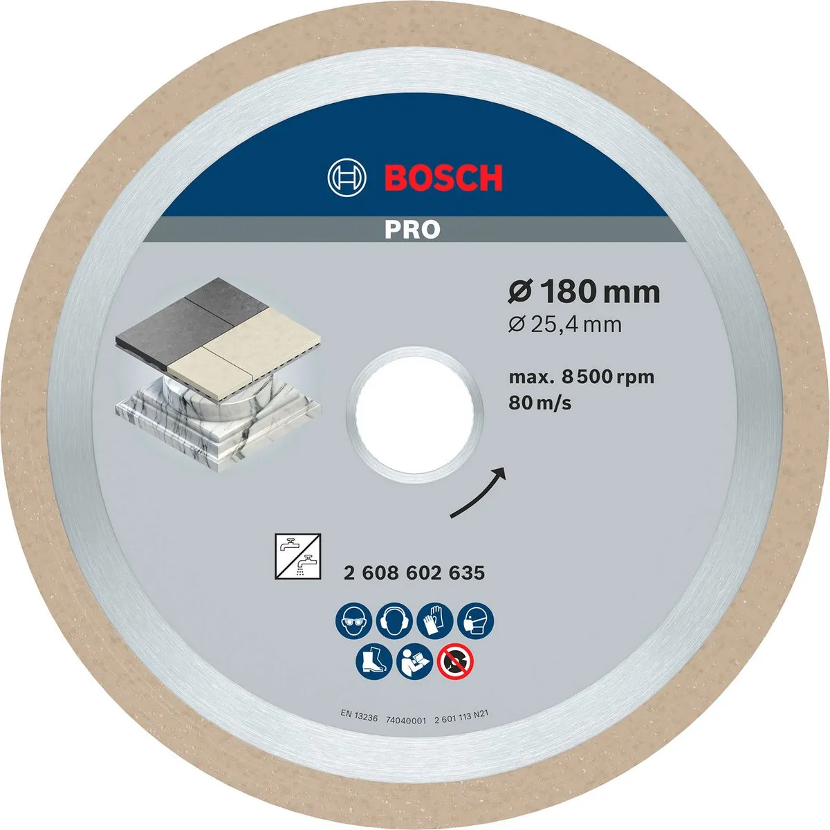 Bosch Professional Diamantschijf Best Ceramic 180mm - 25,4mm As - afbeelding 6 van 6