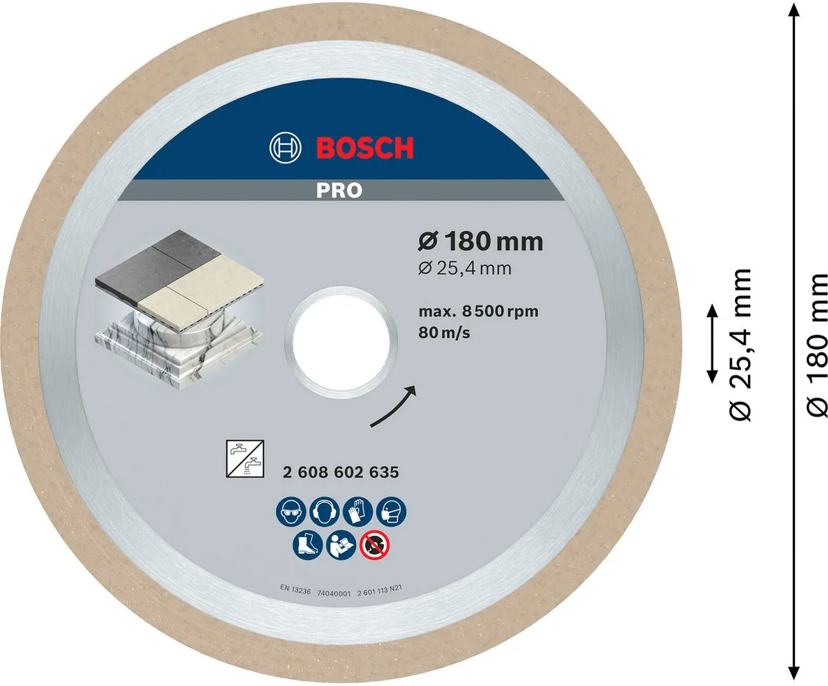 Bosch Professional Diamantschijf Best Ceramic 180mm - 25,4mm As