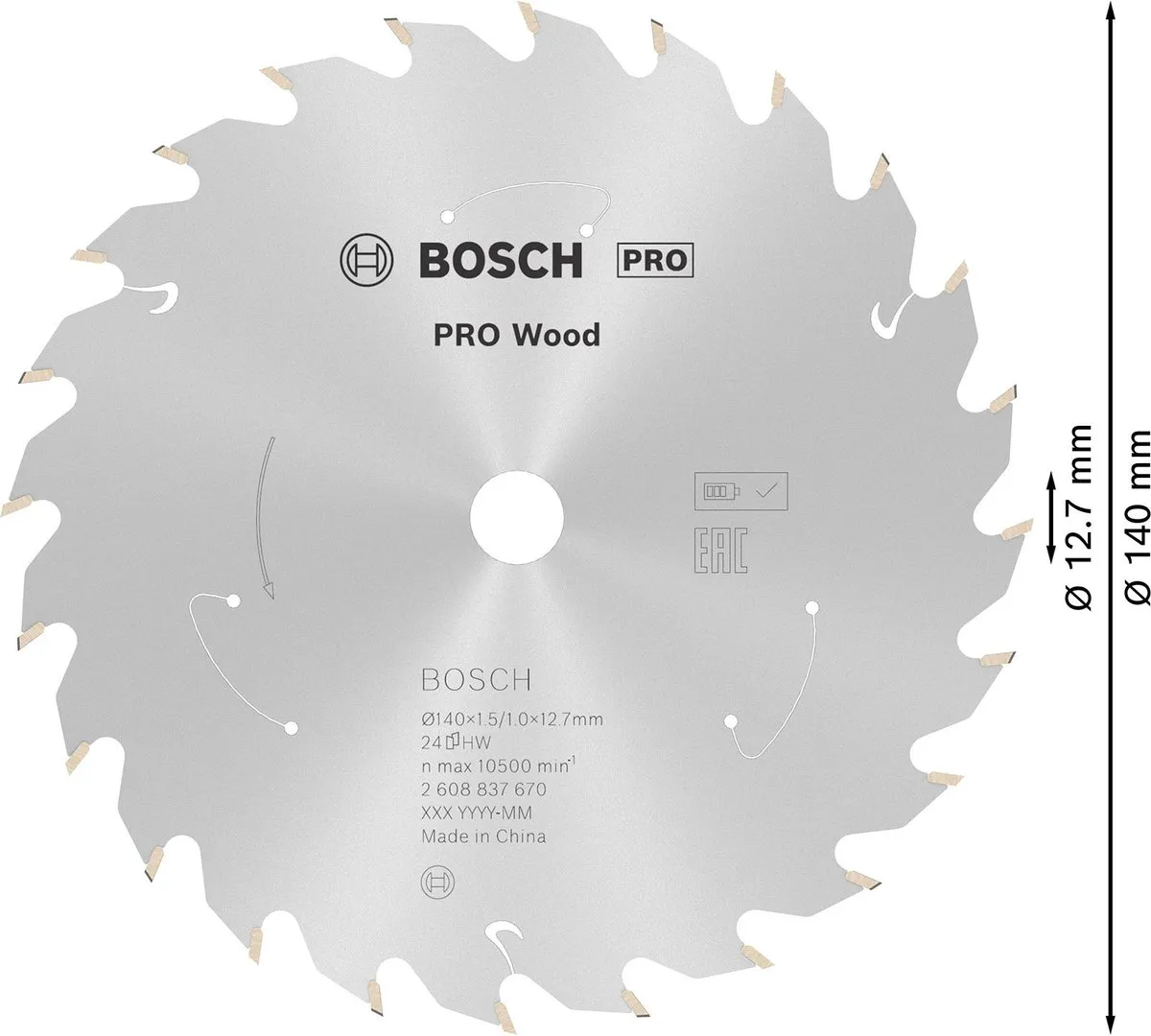 Bosch Professional Wood Accuzaagblad 140mm 24 Tanden
