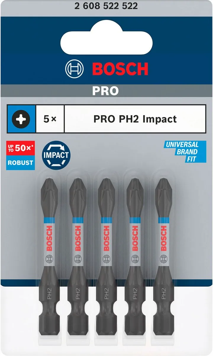 Bosch Professional PRO Schroefbit PH2 55mm Impact - 5 Stuks