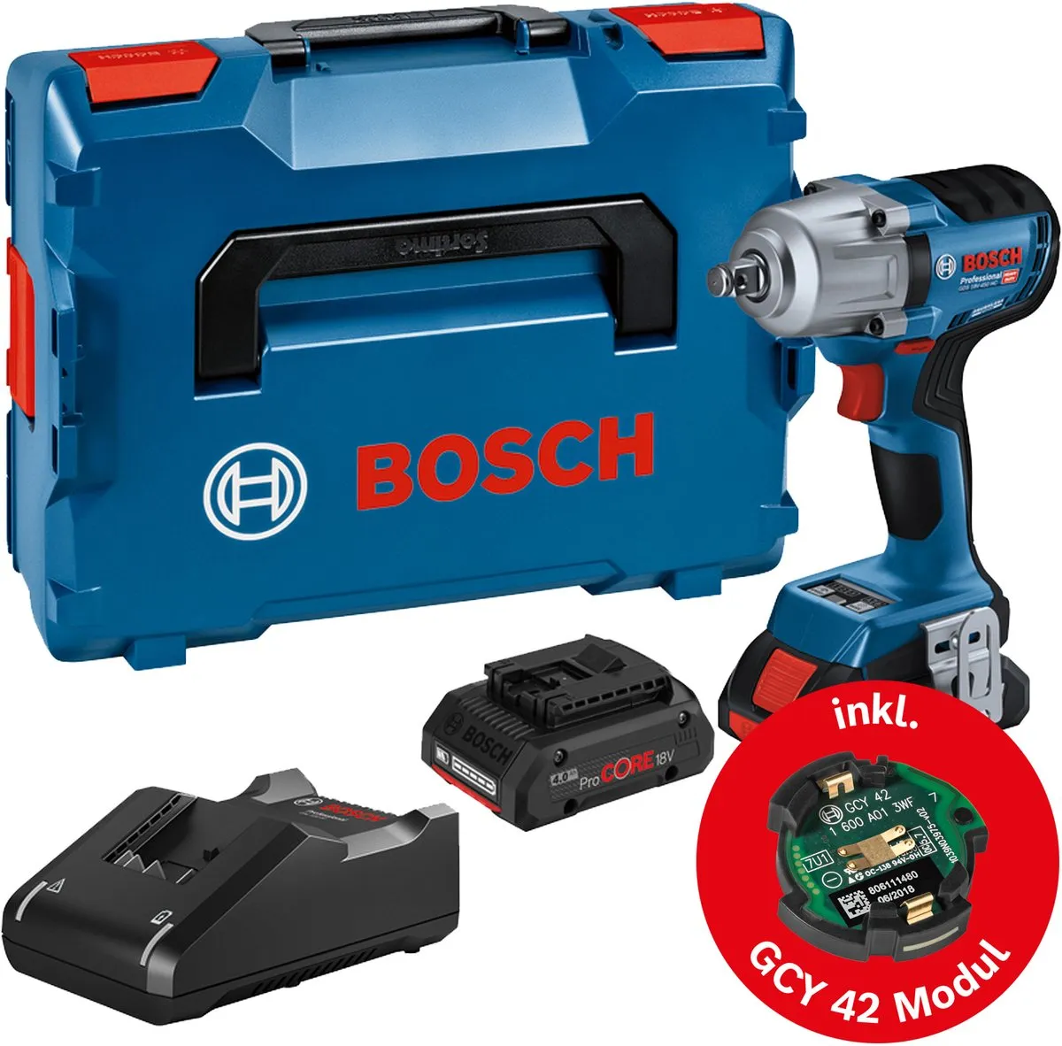 Bosch Professional GDS 18V-450 HC Slagmoeraanzetter - 2x 4.0Ah Accu