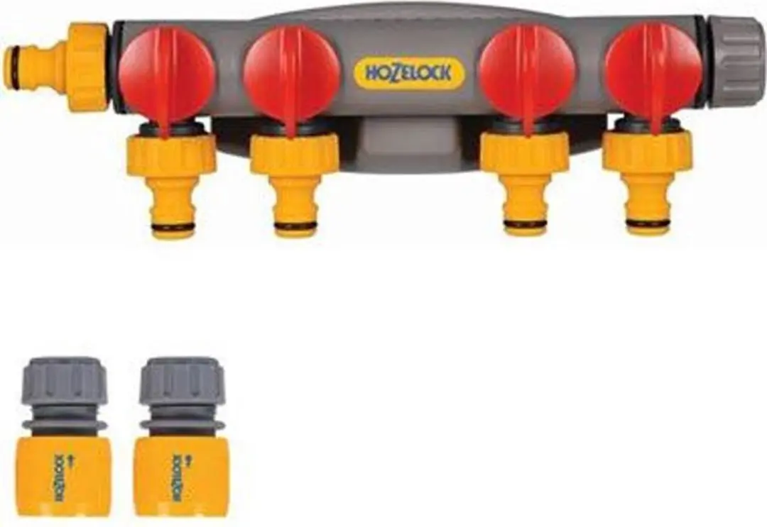 Hozelock 4-Weg Waterverdeler 21mm - met muursteun - afbeelding 3 van 3