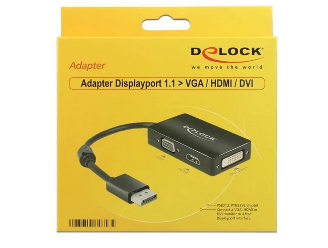 Delock DisplayPort 1.1a naar HDMI/DVI/VGA Adapter - 0,15m - Zwart - afbeelding 6 van 6