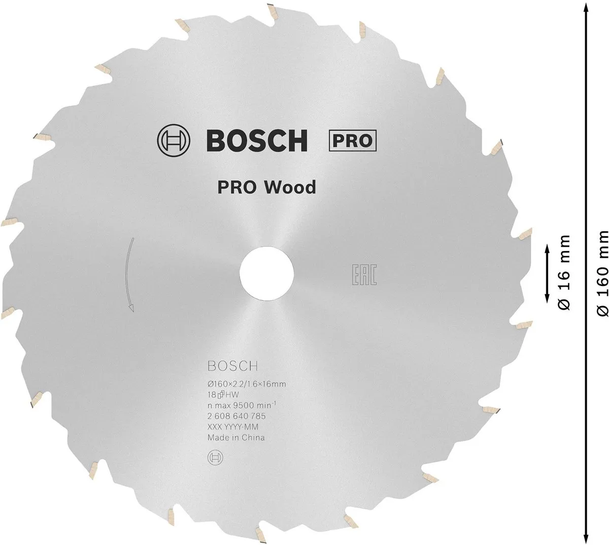 Bosch Professional CIRKZB SPEED 160X16X2,4 18T FZ/WZ Cirkelzaagblad
