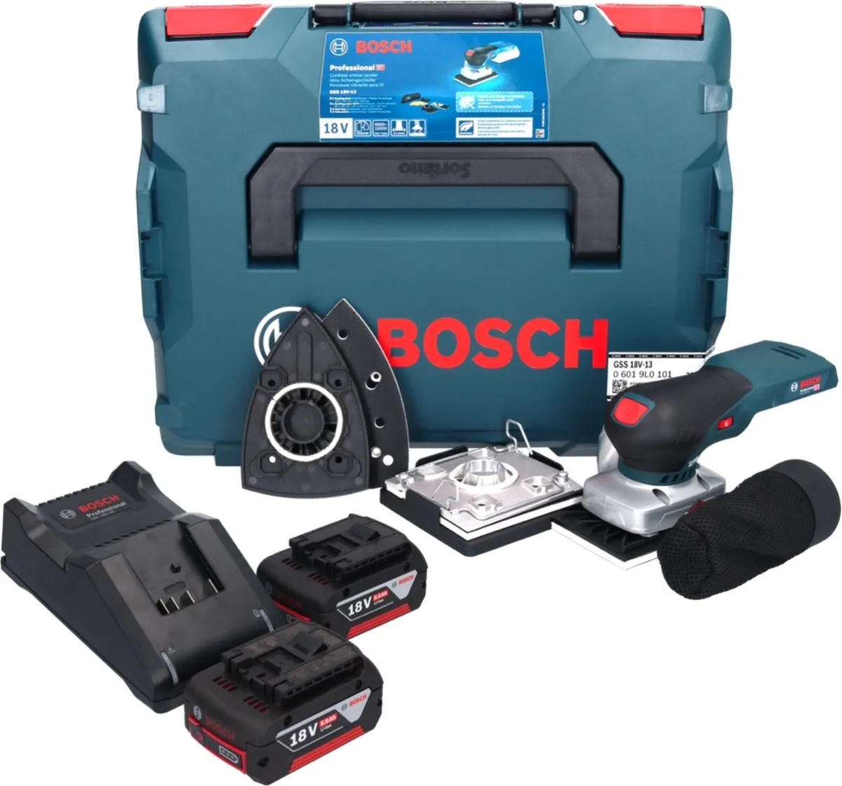 Bosch Professional GSS 18V-13 Vlakschuurmachine - 2x 5.0Ah Accu + Lader