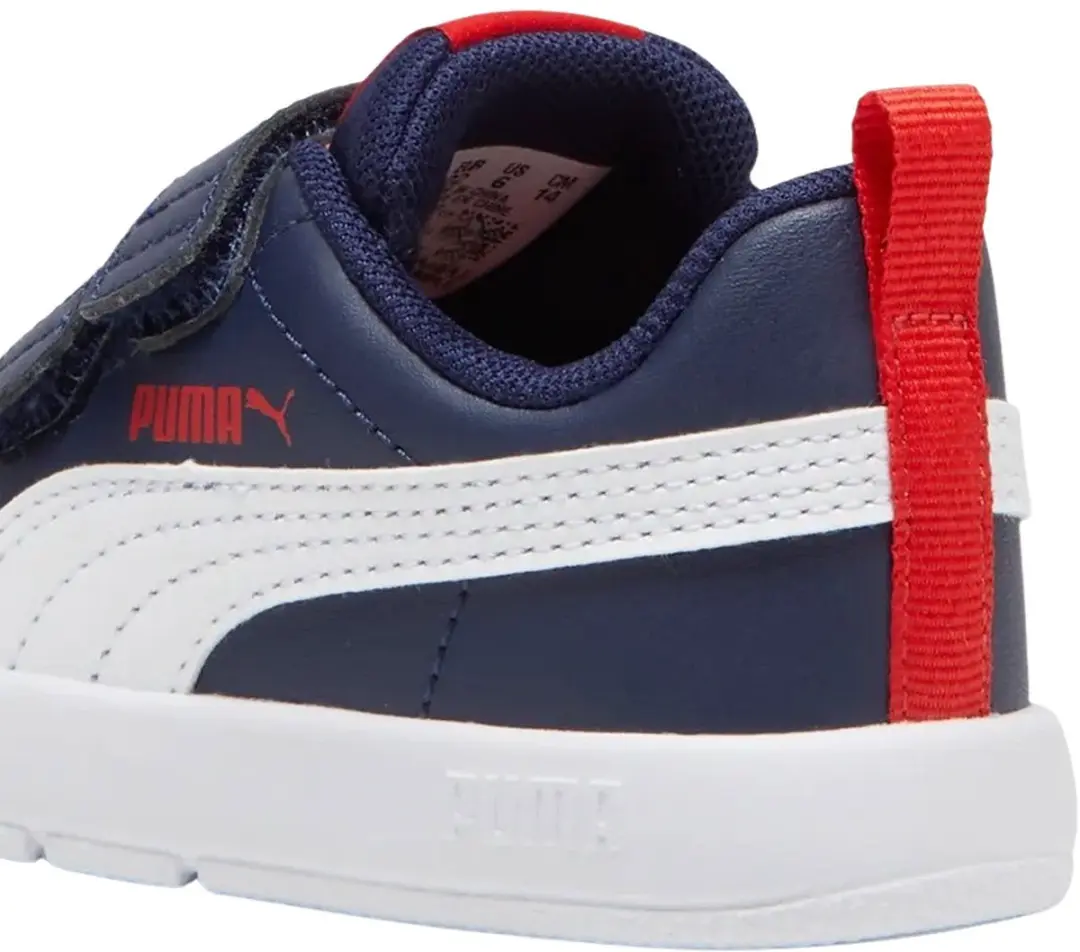 PUMA Courtflex V3 V Sneakers Junior - 26 - Donkerblauw/Wit/Rood - afbeelding 5 van 6