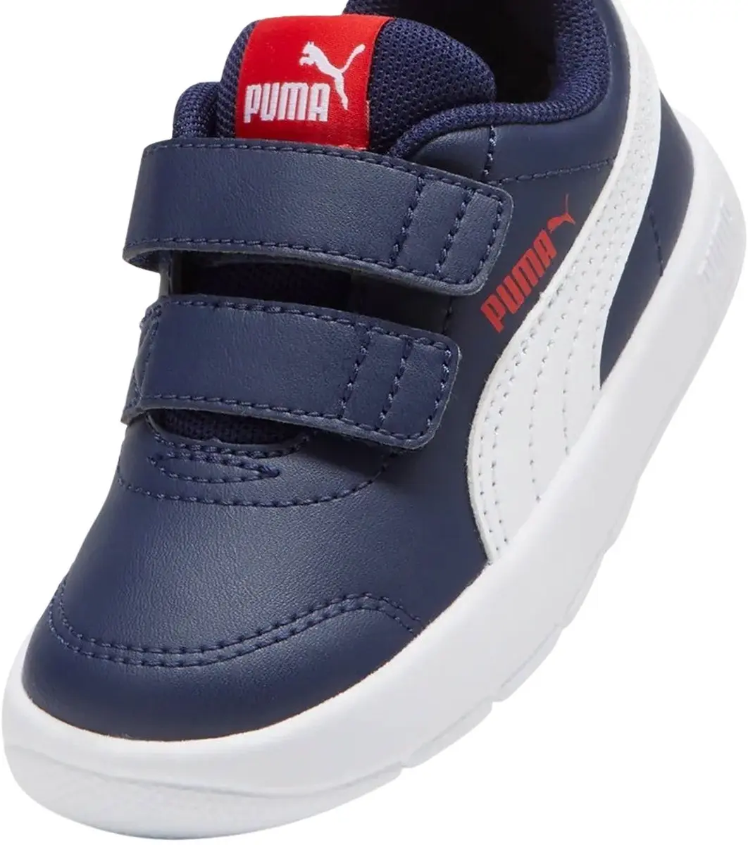PUMA Courtflex V3 V Sneakers Junior - 26 - Donkerblauw/Wit/Rood - afbeelding 6 van 6