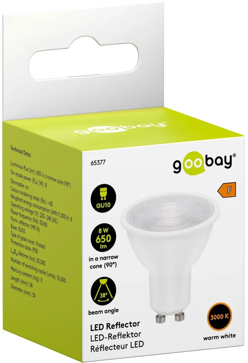 Goobay GU10 LED-spot 8W Warmwit - 38°