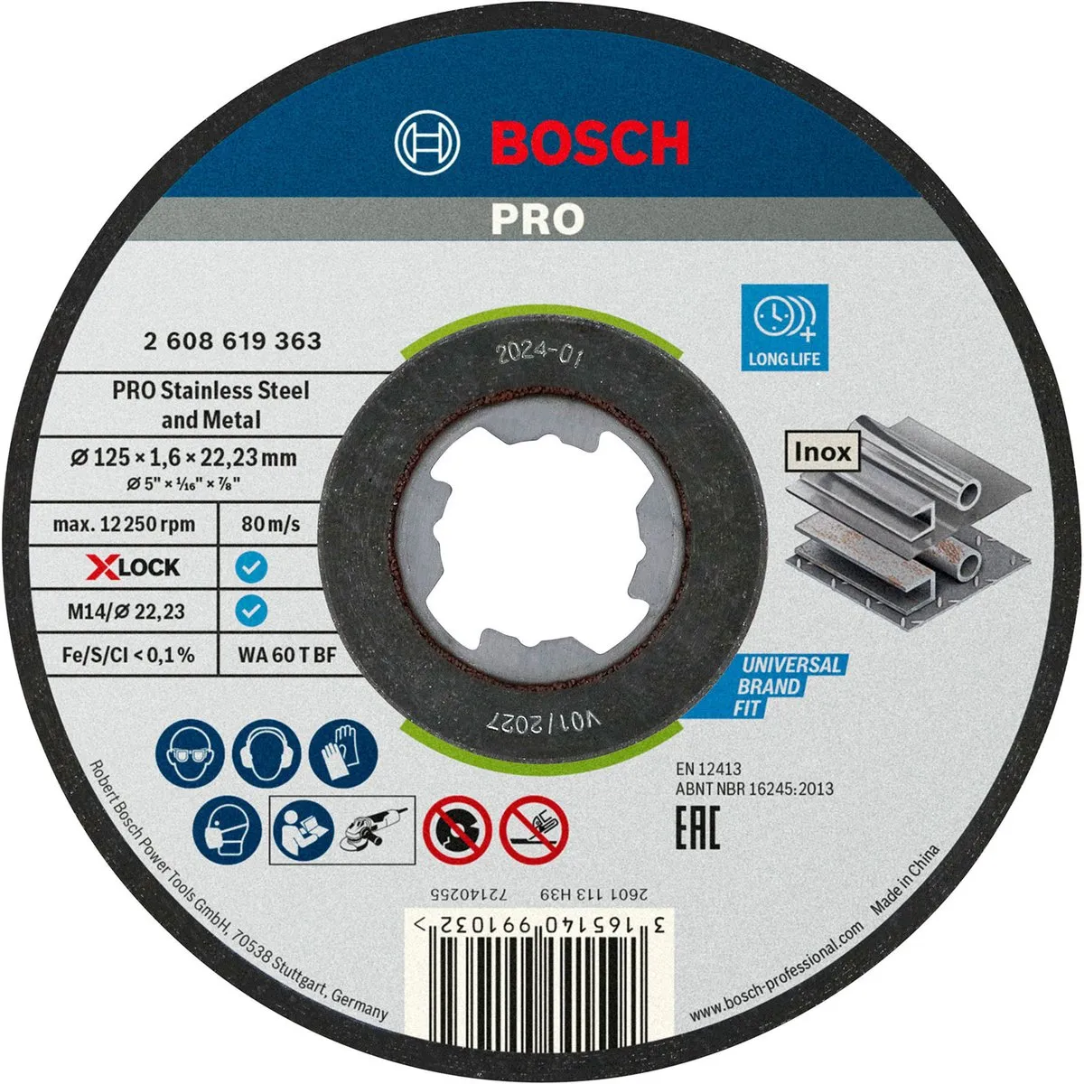 Bosch Professional X-LOCK Doorslijpschijf 125mm - 10 Stuks