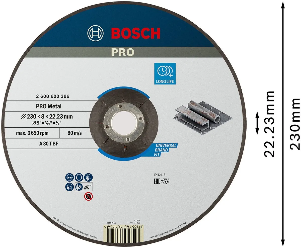 Bosch Professional ABS Metalen Slijpschijf 230x8mm