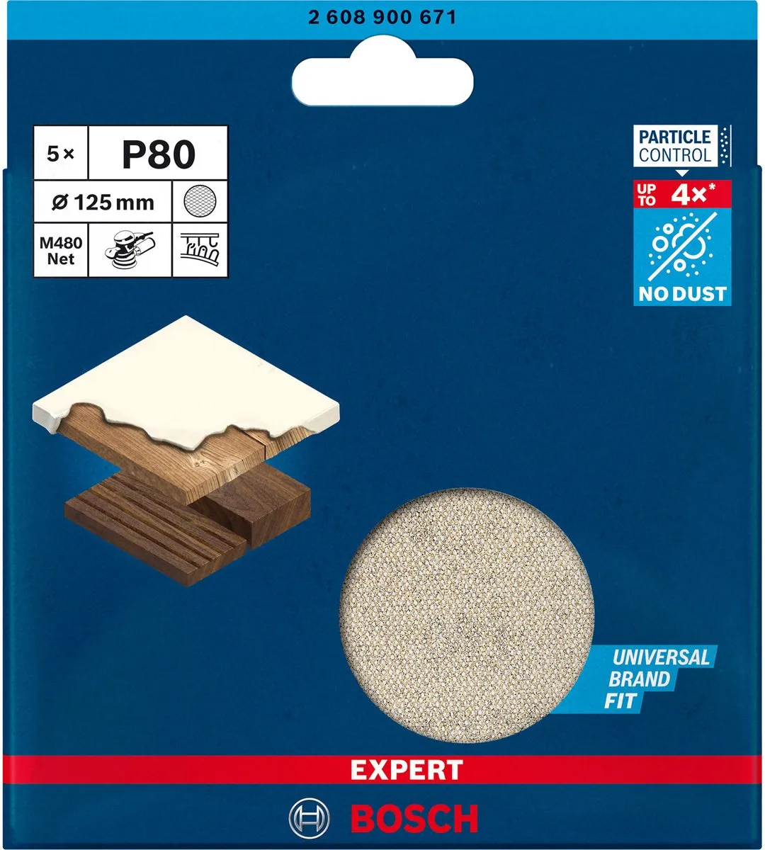 Bosch Professional Expert M480 Schuurnet 125mm G 80 - 5 Stuks