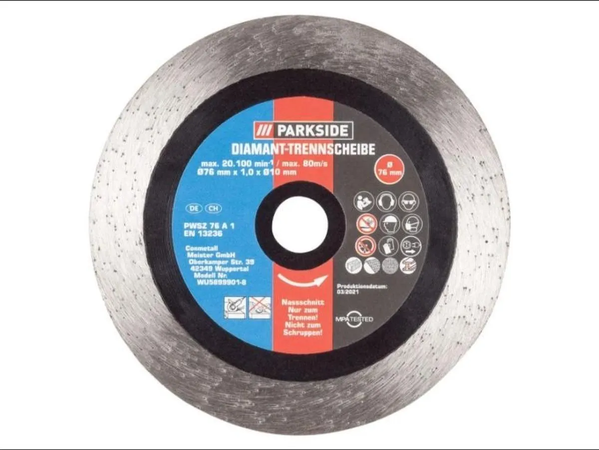 PARKSIDE Toebehoren Haakse Slijper Diamant-natslijpschijf 76x1,0mm WUS698501-8