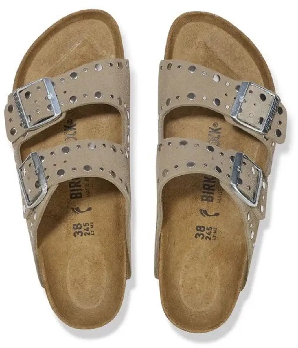 Birkenstock Arizona Rivet Suède N Sandalen - 38 - Taupe