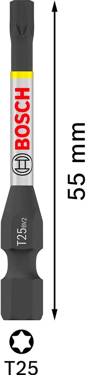 Bosch Professional PRO Torx Slagmoerbeitel T25 55mm - 15 Stuks