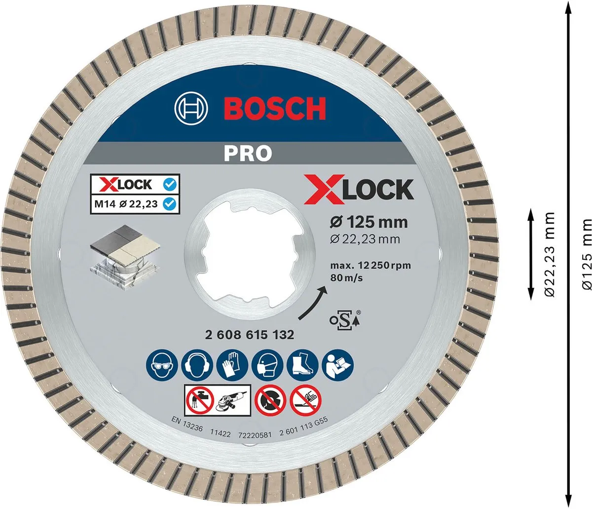 Bosch Professional X-Lock Diamantschijf Best for Ceramic ExtraClean Turbo 125mm