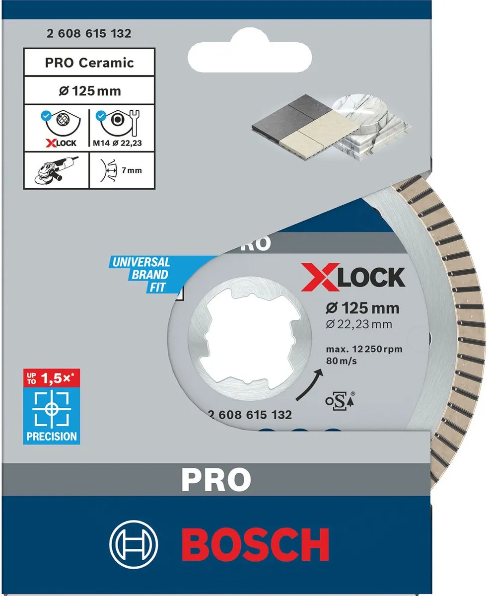 Bosch Professional X-Lock Diamantschijf Best for Ceramic ExtraClean Turbo 125mm