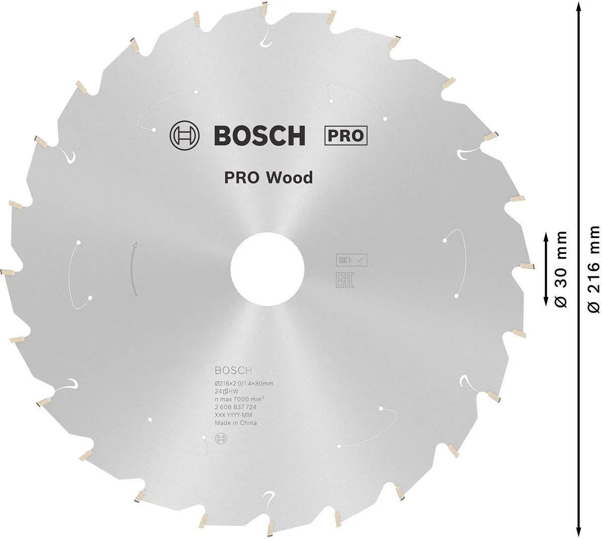 Bosch Professional PRO Wood Zaagblad 216mm - 24 Tanden
